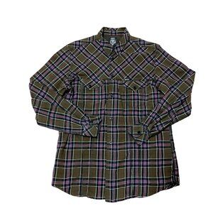 VTG DIESEL INDUSTRY Y2K SHIRT SZ L BROWN PLAID LONG SLEEVE CASUAL MENS